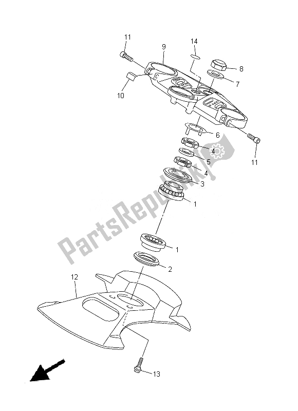 All parts for the Steering of the Yamaha FJR 1300A 2014