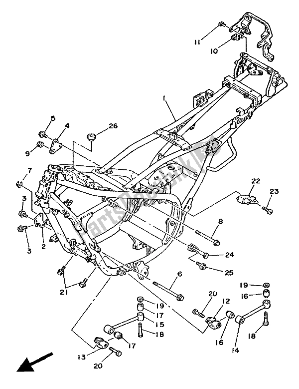 Todas as partes de Quadro, Armação do Yamaha RD 350 LCF 1988