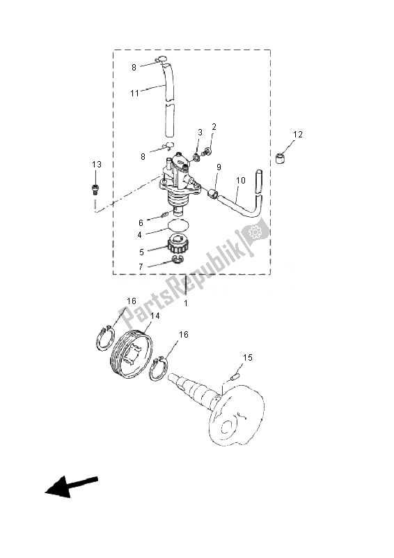 All parts for the Oil Pump of the Yamaha EW 50N Slider 2010