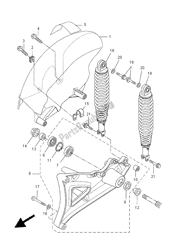 Alle onderdelen voor de Achterarm & Ophanging van de Yamaha VP 250 2015