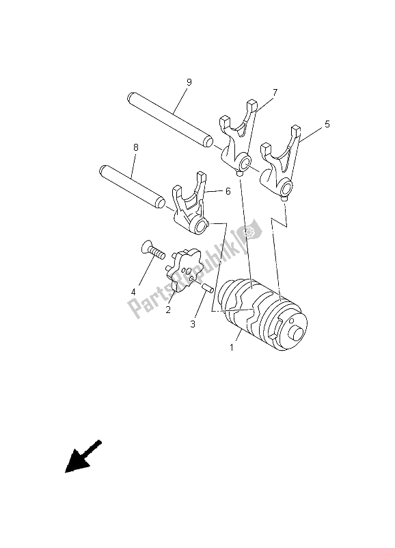 All parts for the Shift Cam & Fork of the Yamaha XT 125R 2005