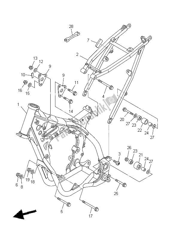 Tutte le parti per il Telaio del Yamaha YZ 250 2004