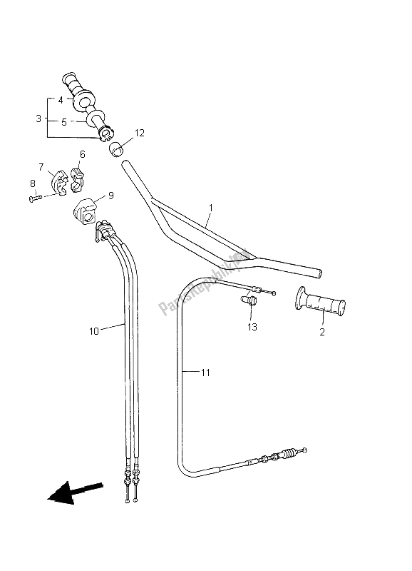 Alle onderdelen voor de Stuurhendel En Kabel van de Yamaha YZ 426F 2002