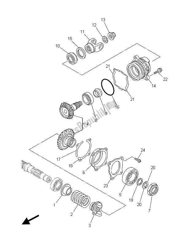 All parts for the Middle Drive Gear of the Yamaha XT 1200Z 2015