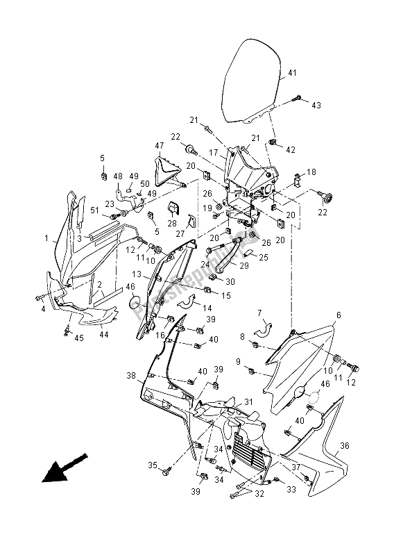 All parts for the Windshield of the Yamaha YP 250 RA 2015