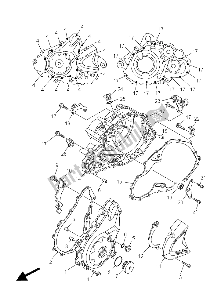 All parts for the Crankcase Cover 1 of the Yamaha YFM 700R Yamaha Black 2015