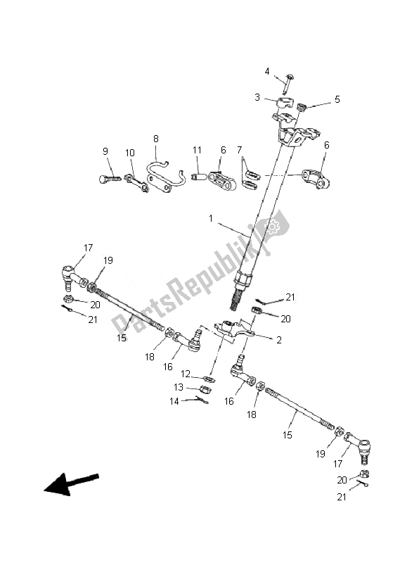 All parts for the Steering of the Yamaha YFM 350F Grizzly 2X4 2007