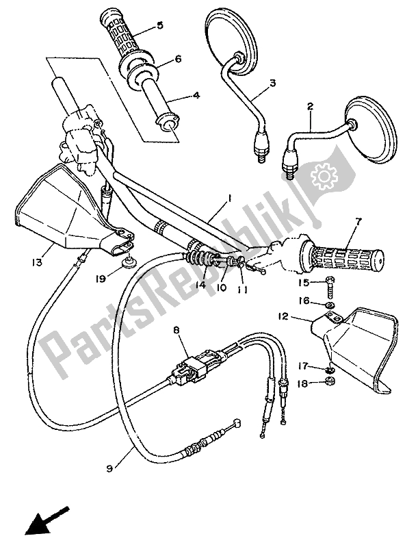 All parts for the Steering Handle & Cable of the Yamaha DT 125R 1992