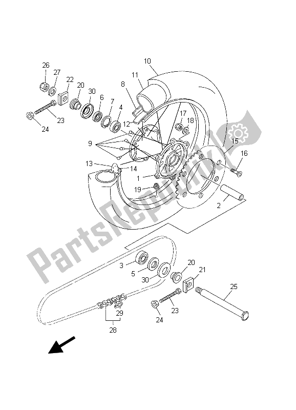 Toutes les pièces pour le Roue Arrière du Yamaha YZ 450F 2003