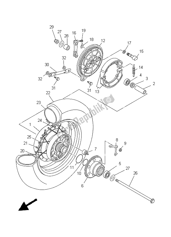 All parts for the Rear Wheel of the Yamaha XVS 650A Dragstar Classic 1999