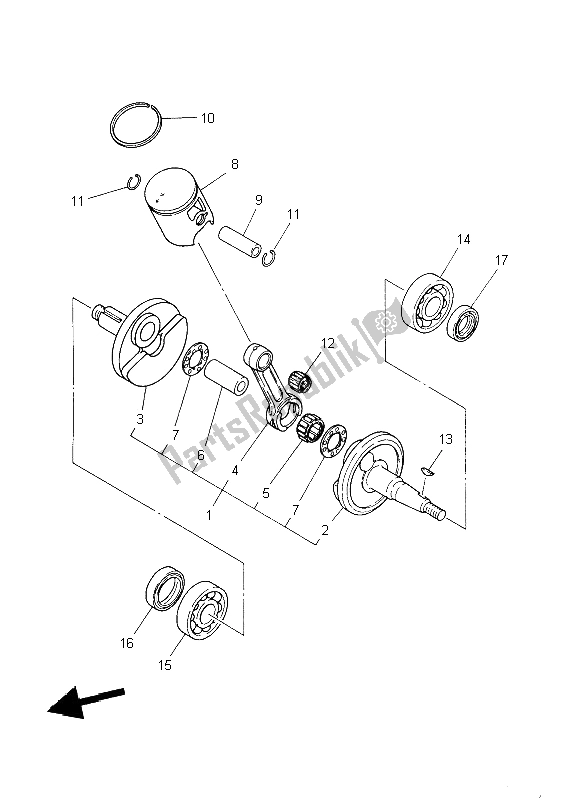 All parts for the Crankshaft & Piston of the Yamaha YZ 85 SW LW 2004