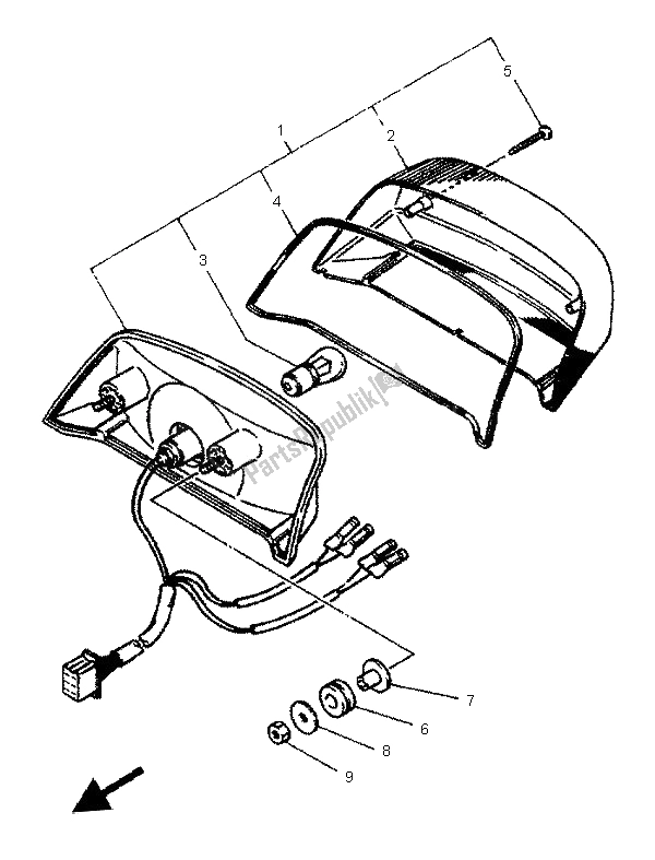 All parts for the Taillight of the Yamaha XJ 600S Diversion 1996