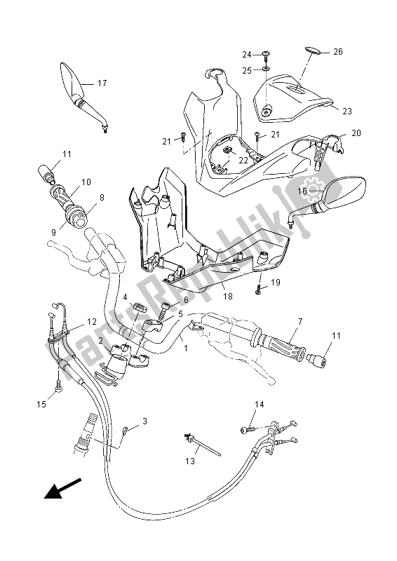 All parts for the Steering Handle & Cable of the Yamaha YP 125R 2015