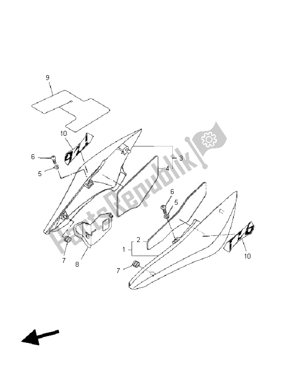 All parts for the Side Cover of the Yamaha FZ6 NA 600 2007