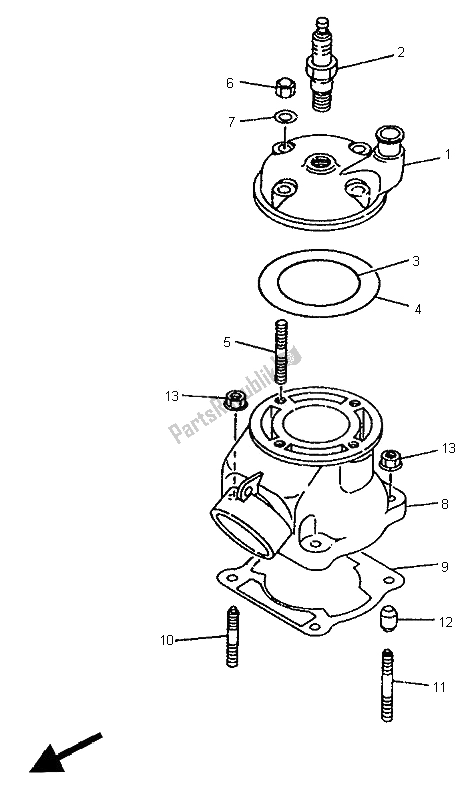 All parts for the Cylinder of the Yamaha YZ 80 LW 1995