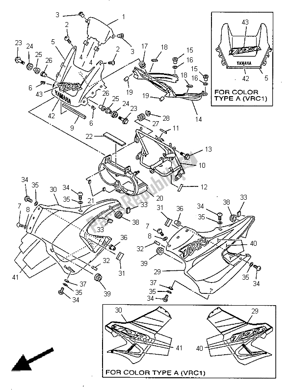 Todas as partes de Capota 1 do Yamaha TDR 125 1998