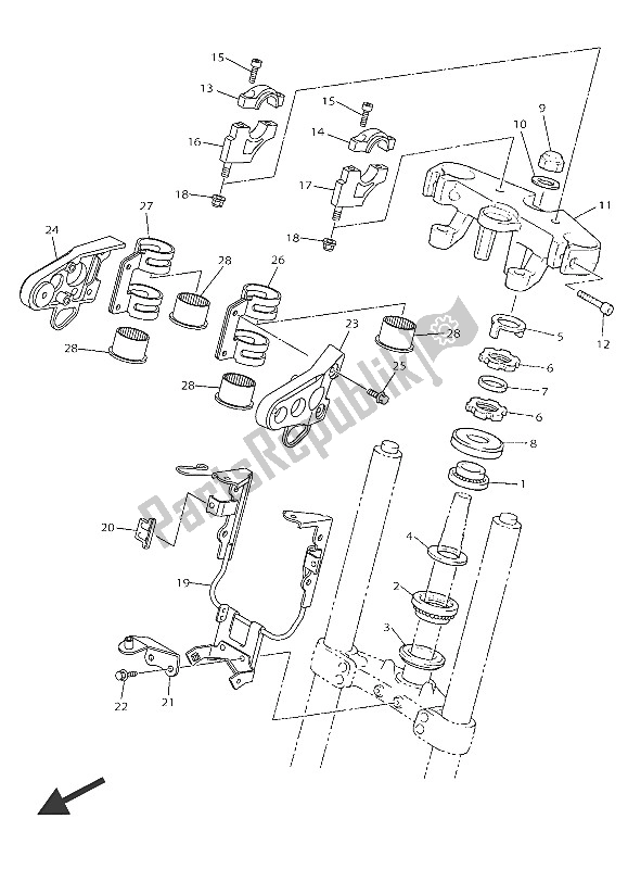 All parts for the Steering of the Yamaha XJR 1300C 2016