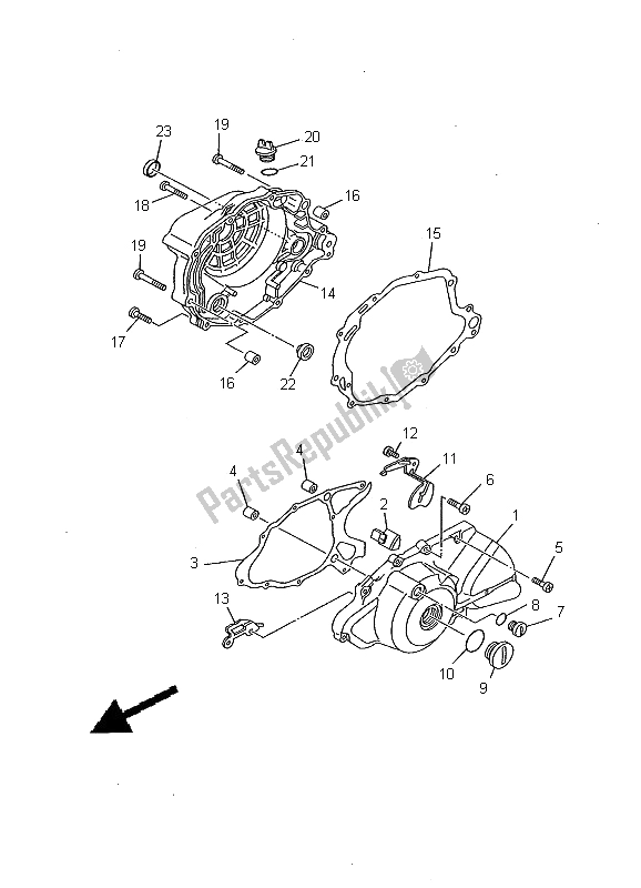 All parts for the Crankcase Cover 1 of the Yamaha TW 125 2000