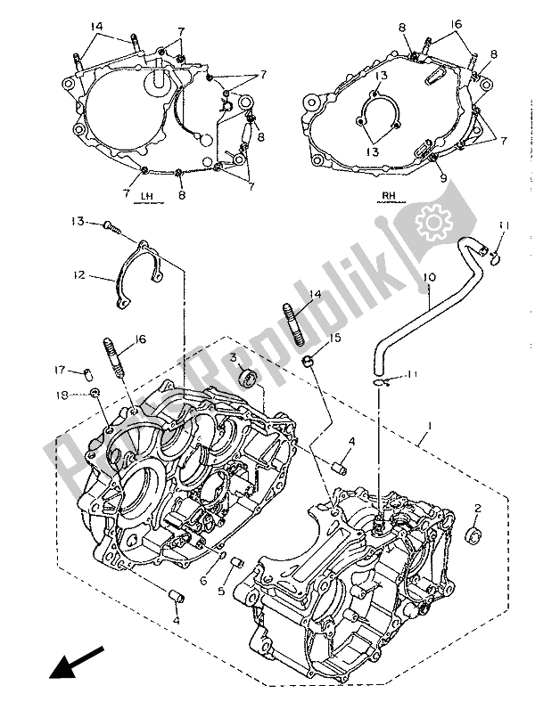 Todas as partes de Bloco Do Motor do Yamaha TT 600W 1989