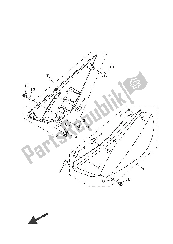 Todas as partes de Tampa Lateral do Yamaha TT R 125 LW 2016