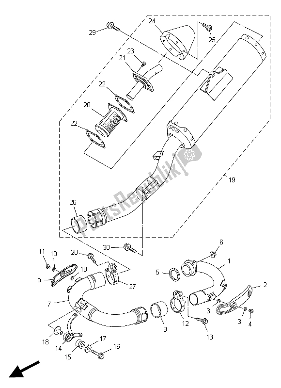 Tutte le parti per il Scarico del Yamaha WR 250F 2015