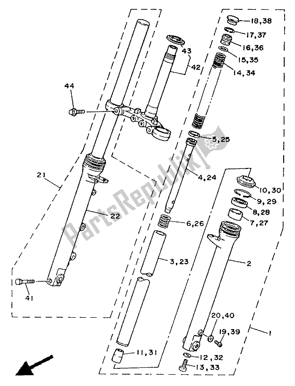 Todas las partes para Tenedor Frontal de Yamaha TZR 125 1992