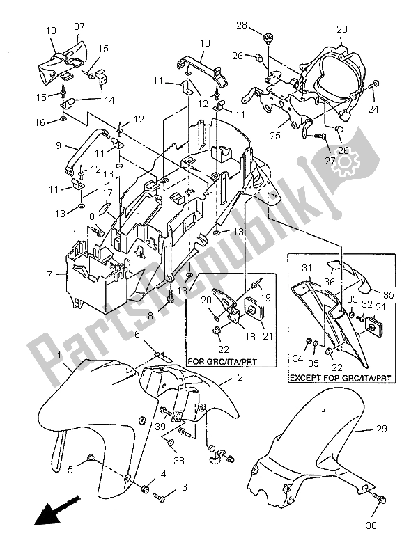 Toutes les pièces pour le Aile du Yamaha YZF 600R Thundercat 1997