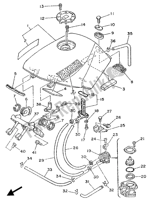 All parts for the Fuel Tank of the Yamaha TZR 250 1989