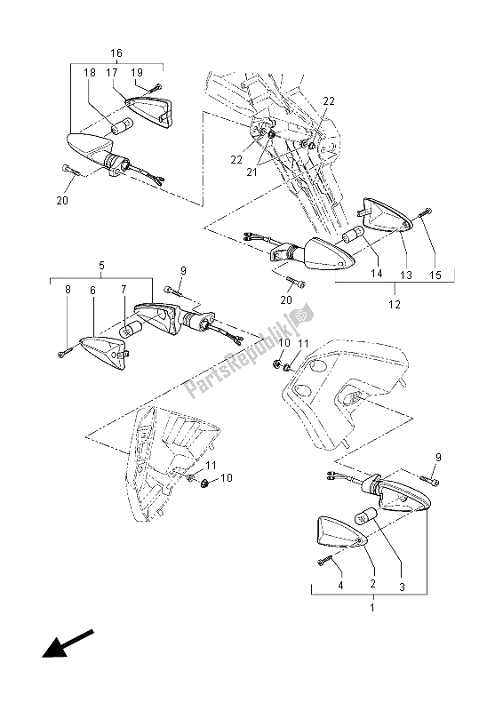 All parts for the Flasher Light of the Yamaha XT 660Z Tenere 2015