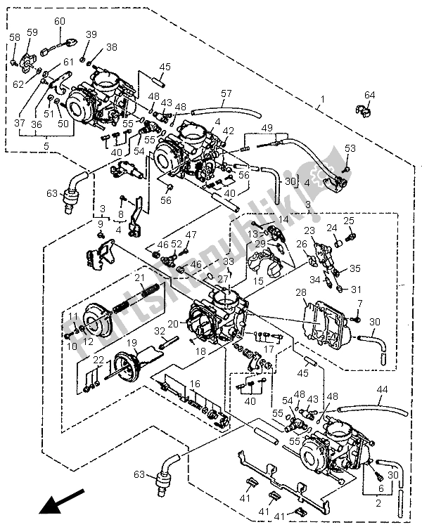 Toutes les pièces pour le Carburateur du Yamaha YZF 750R 1995