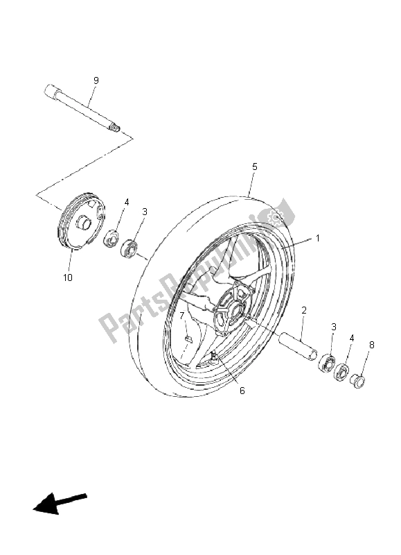 Todas las partes para Rueda Delantera de Yamaha FZ6 Nahg 600 2009