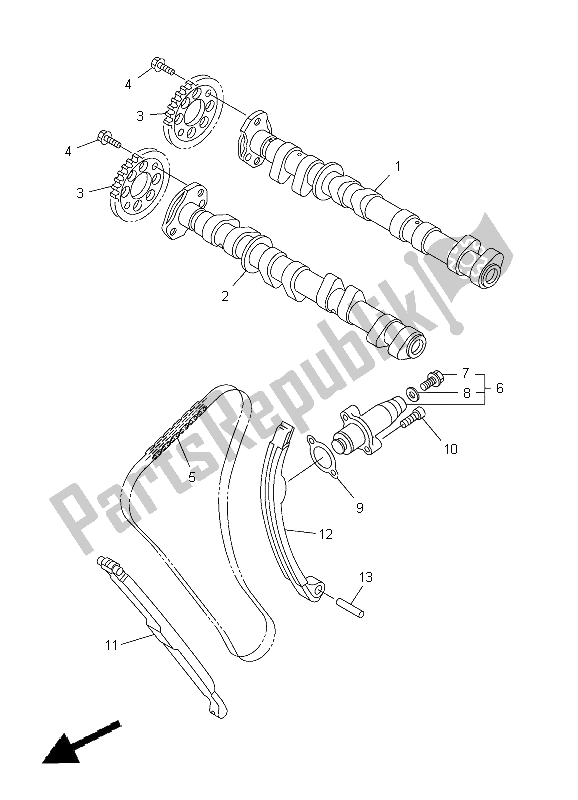 All parts for the Camshaft & Chain of the Yamaha YZF R6 600 2005