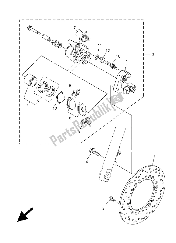 All parts for the Front Brake Caliper of the Yamaha YBR 125 ED 2005