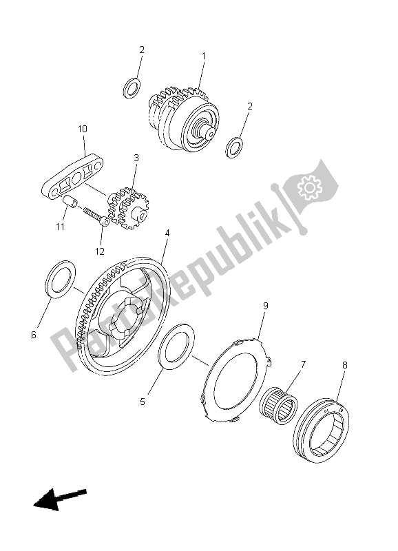 All parts for the Starter Clutch of the Yamaha WR 250F 2009