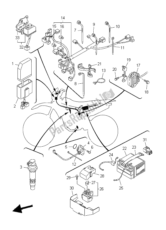 All parts for the Electrical 1 of the Yamaha WR 450F 2004