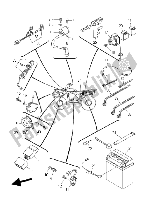 All parts for the Electrical 1 of the Yamaha YFM 125 Grizzly 2010