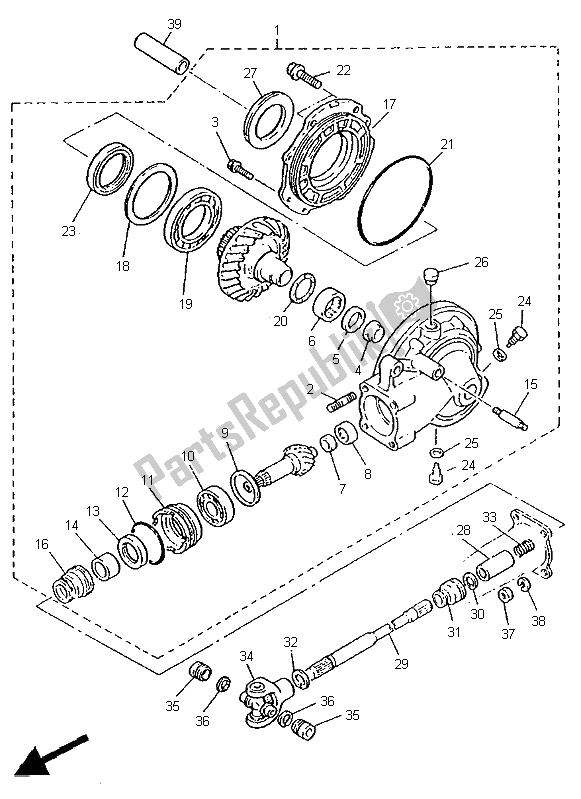 All parts for the Drive Shaft of the Yamaha XV 535 S Virago 1997