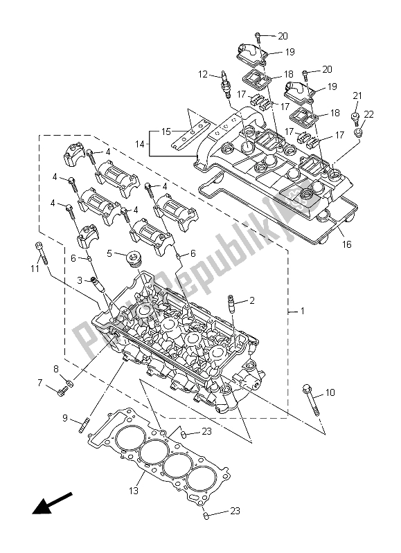 Alle onderdelen voor de Cilinderkop van de Yamaha XJ6F 600 2015