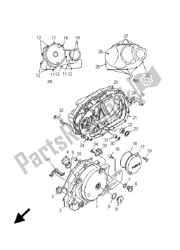 Todas las partes para Tapa Del Cárter 1 de Yamaha XV 535 Virago 25 KW 2001