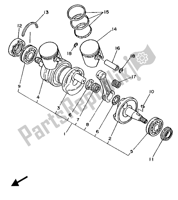 All parts for the Crankshaft & Piston of the Yamaha TZR 250 1987