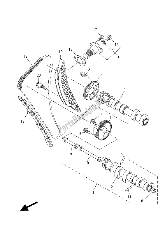 All parts for the Camshaft & Chain of the Yamaha MT-07 700 2015