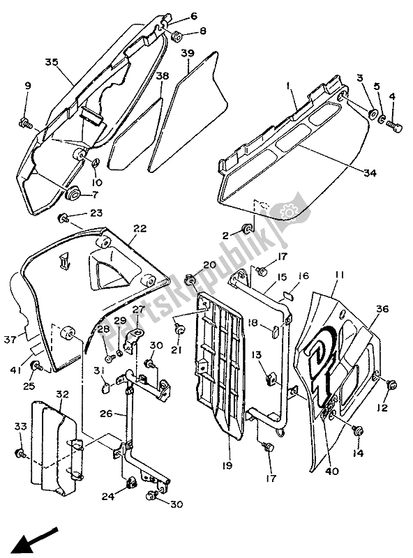 Todas las partes para Tapa Lateral Y Tanque De Aceite de Yamaha DT 125R 1990