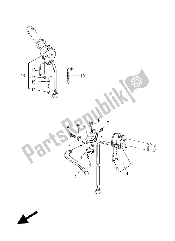 All parts for the Handle Switch & Lever of the Yamaha MT 03 660 2012