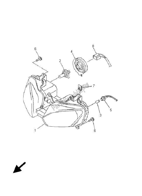 Tutte le parti per il Faro del Yamaha YZF R6 600 2001