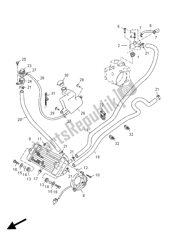 Alle onderdelen voor de Radiator Slang van de Yamaha YP 250 RA X MAX 2012