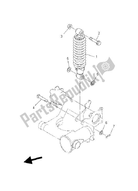 All parts for the Rear Suspension of the Yamaha YFM 400 FP BIG Bear PRO 2004