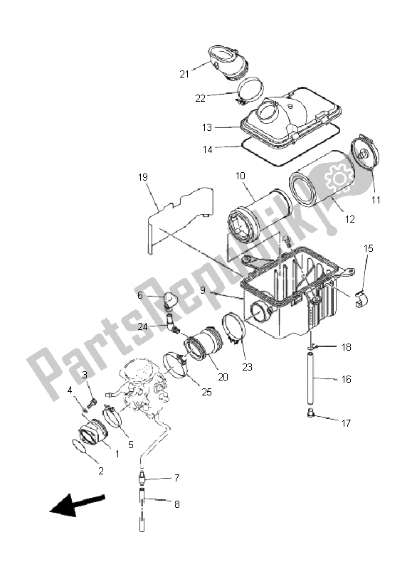 All parts for the Intake of the Yamaha YFM 350 Grizzly 2X4 2010