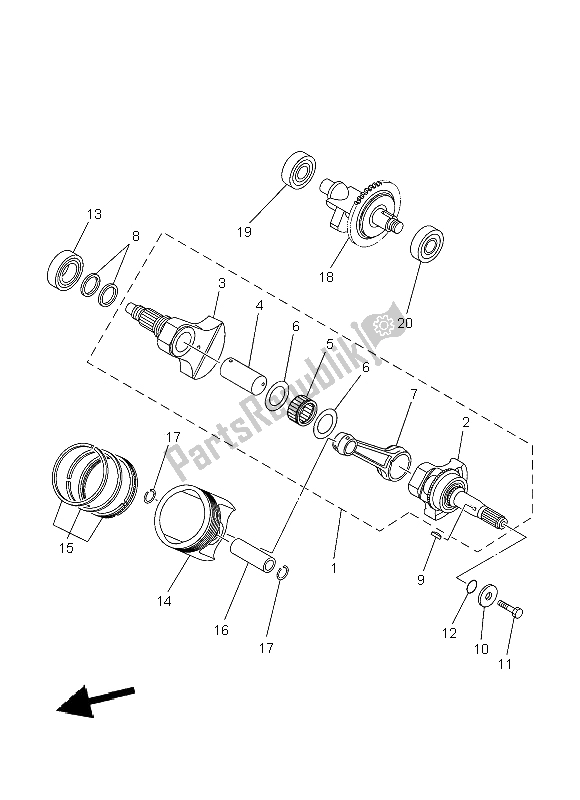 All parts for the Crankshaft & Piston of the Yamaha YFM 450 Fwad IRS Grizzly 4X4 Yamaha Black 2014