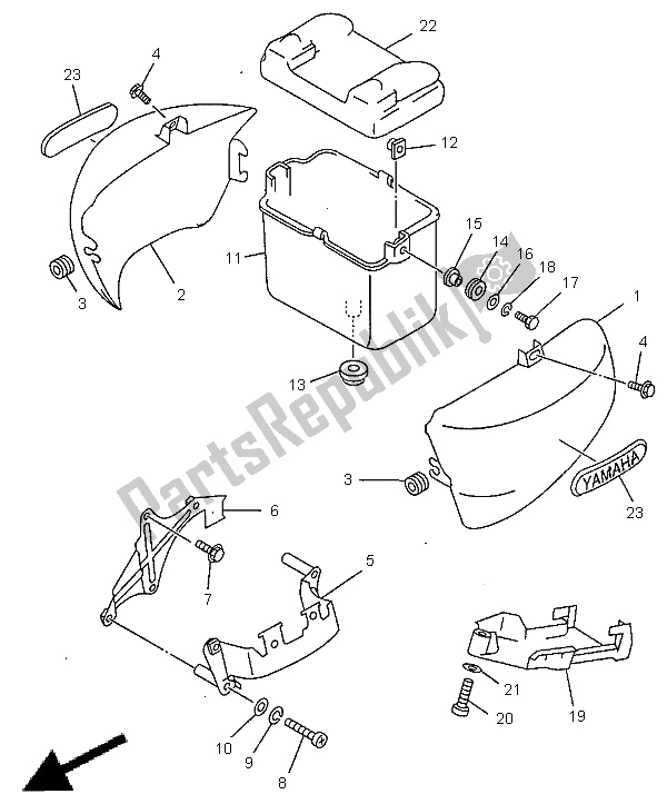 All parts for the Side Cover of the Yamaha XV 535 Virago 1998