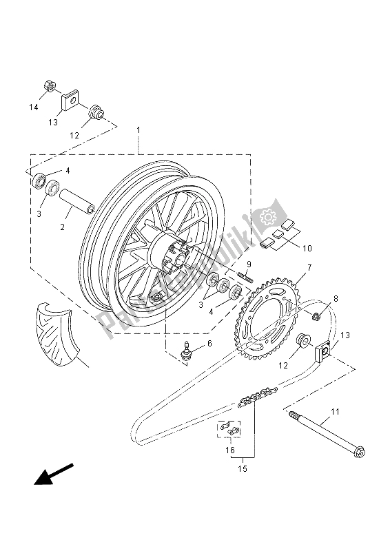 All parts for the Rear Wheel (dpbm13) of the Yamaha YZF R 125 2015